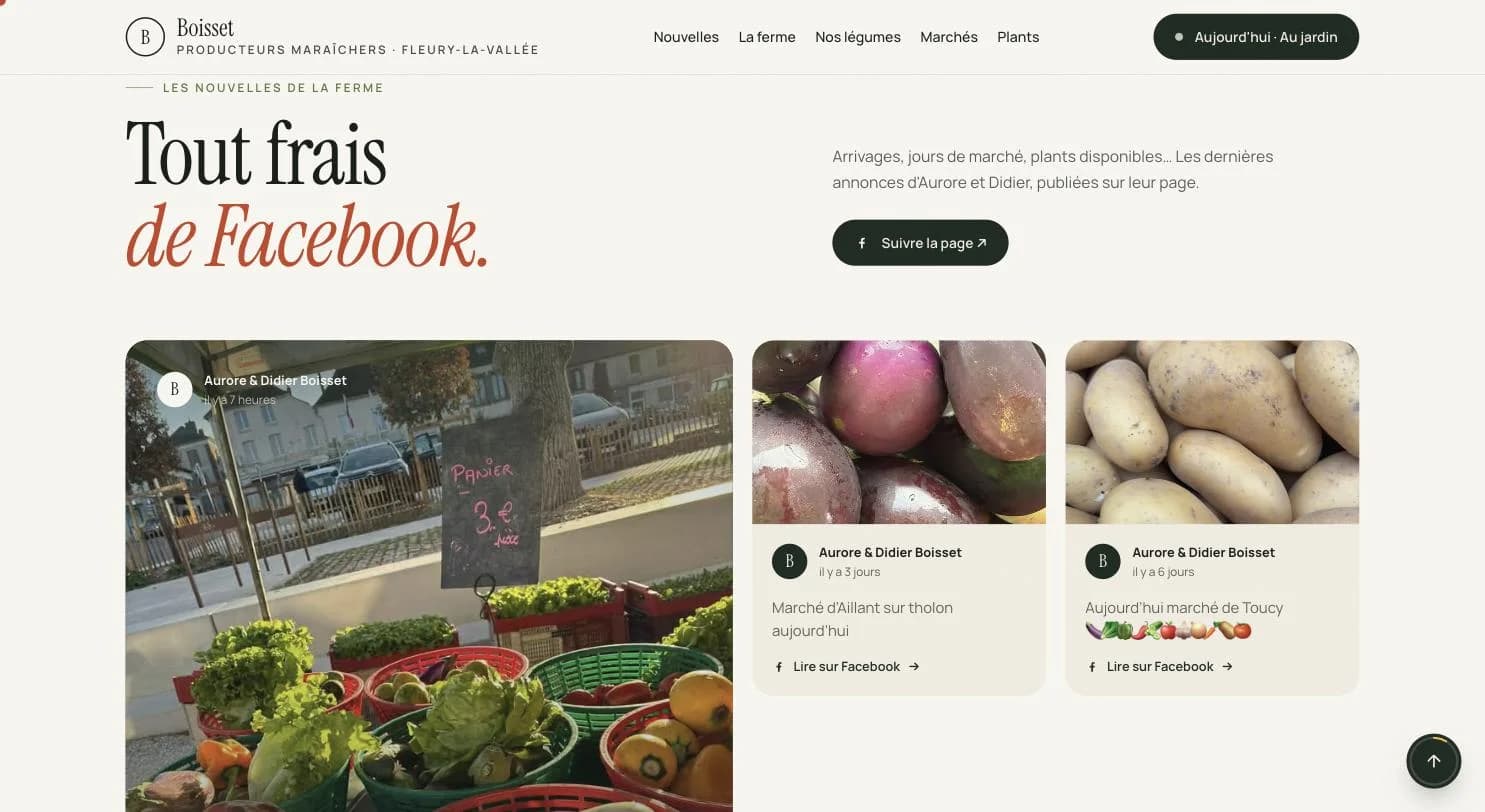 Capture d'écran 1 du site Boisset Maraîchers