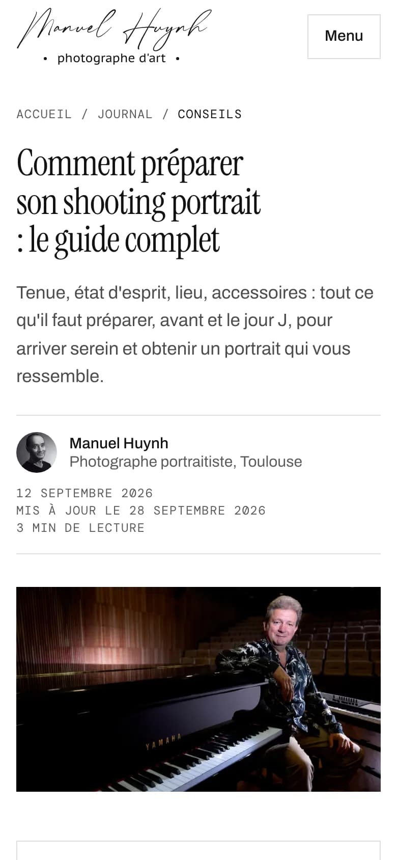 Version mobile 3 du site Manuel Huynh — Portraits Photo
